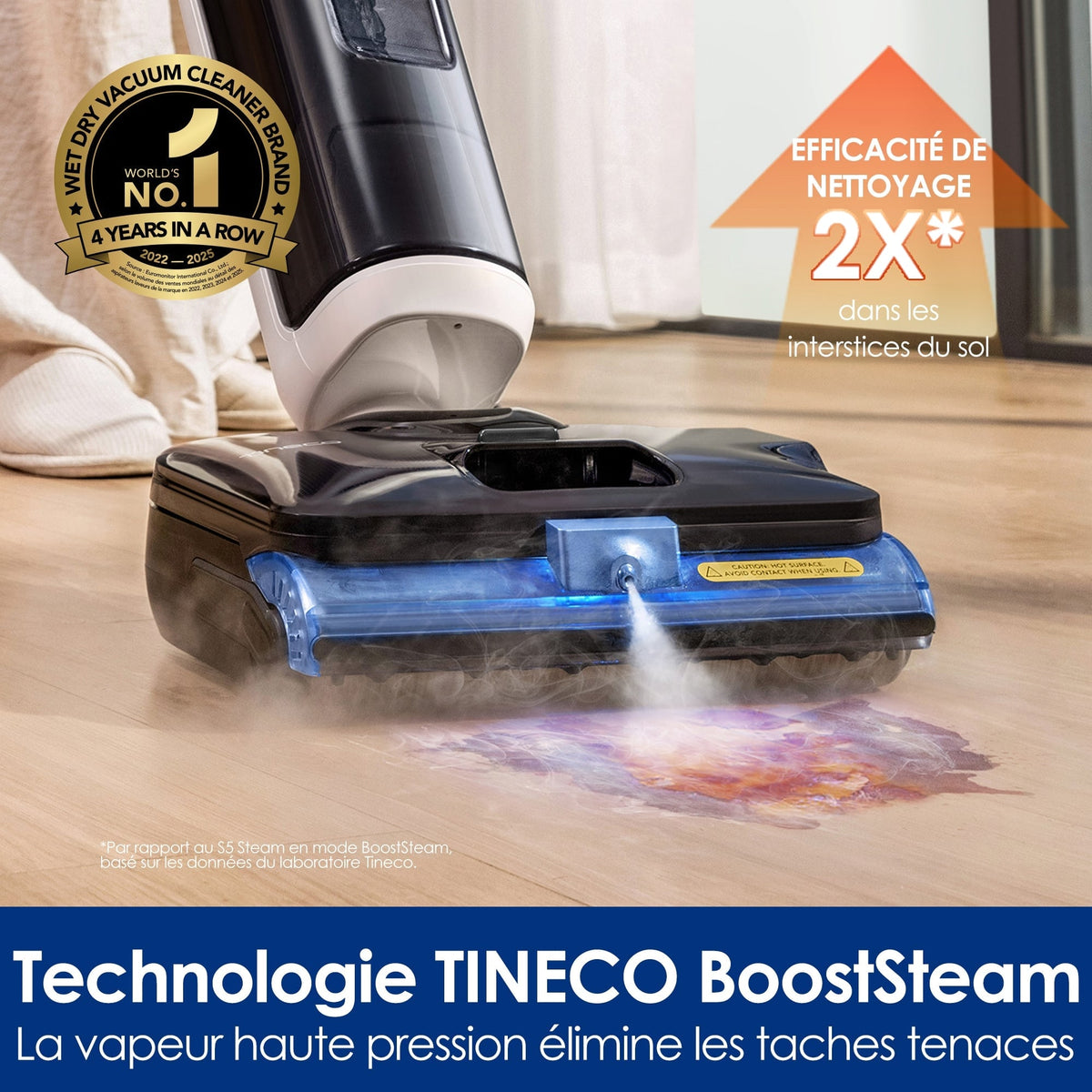 Tineco FLOOR ONE S6 Stretch Steam Aspirateur-laveur avec fil humide et sec tout-en-un